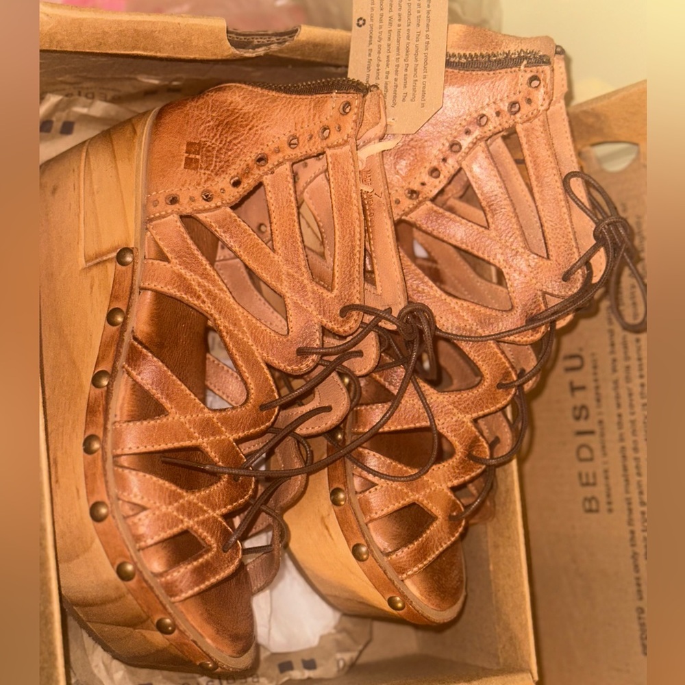 BED|STU Tan Lace Up sandals for Women